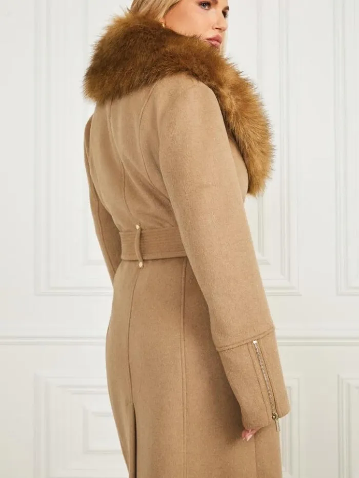 Women GUESS Jackets and Coats Alice WoolBlend Coat Macchiato Multi