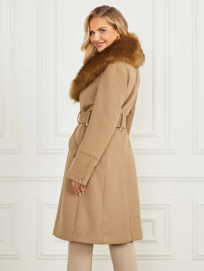 Women GUESS Jackets and Coats Alice WoolBlend Coat Macchiato Multi