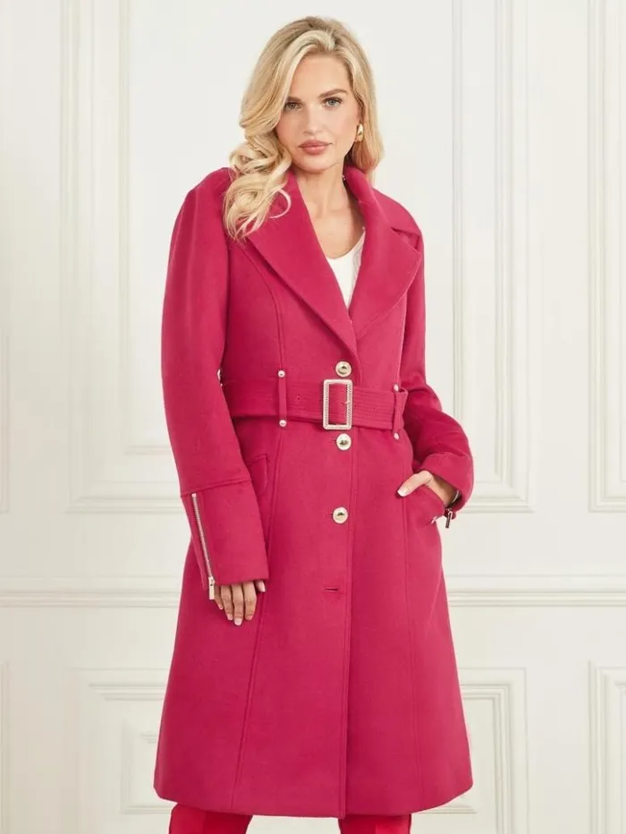 Women GUESS Jackets and Coats Alice WoolBlend Coat Viva Pink