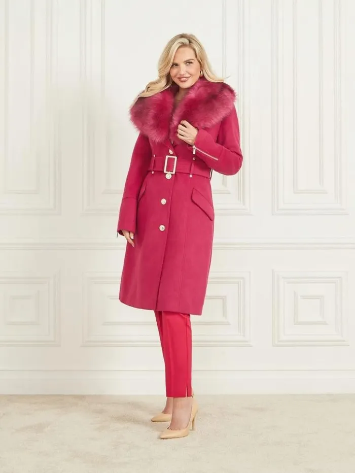 Women GUESS Jackets and Coats Alice WoolBlend Coat Viva Pink