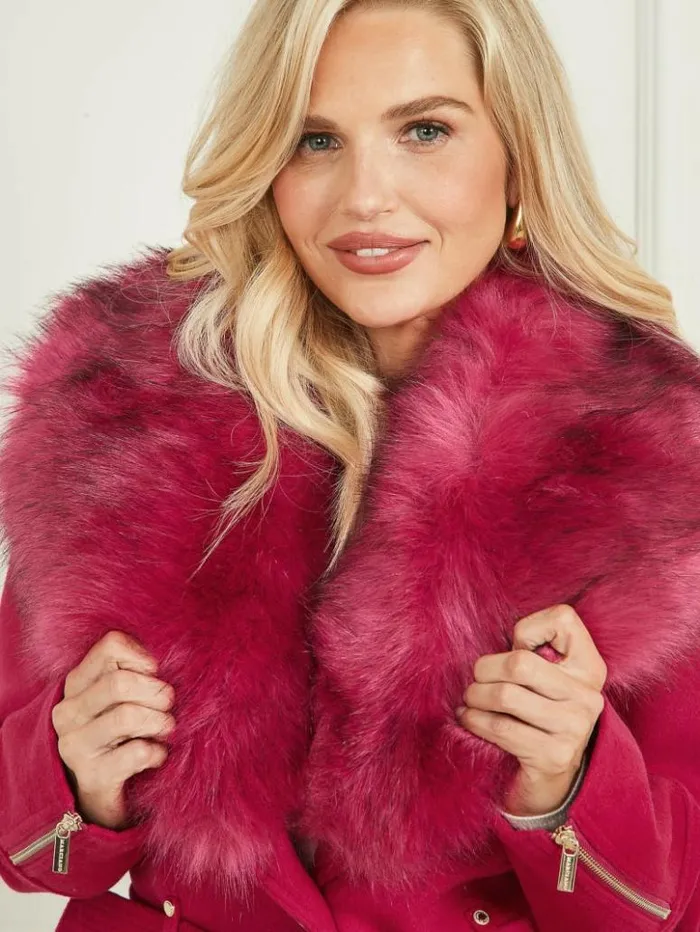 Women GUESS Jackets and Coats Alice WoolBlend Coat Viva Pink