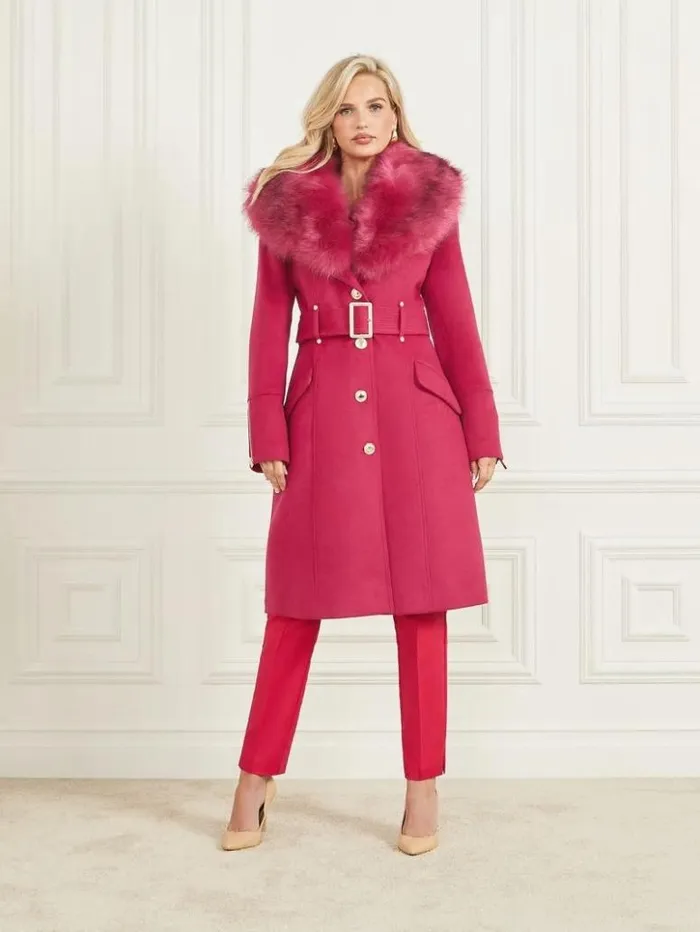 Women GUESS Jackets and Coats Alice WoolBlend Coat Viva Pink