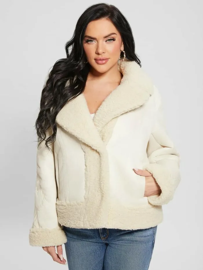 Women GUESS Jackets and Coats Ari FauxSuede Embroidered Jacket Muted Stone Multi Women GUESS Jackets and Coats Ari FauxSuede Embroidered Jacket Muted Stone Multi