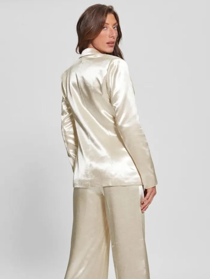 Women GUESS Jackets and Coats Breta Satin Blazer Pearl Oyster