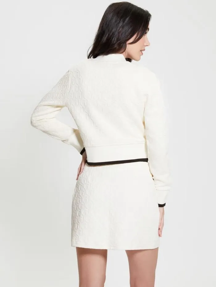 Women GUESS Jackets and Coats Cheri Signature Jacket Gj Sprit White Jacquard Women GUESS Jackets and Coats Cheri Signature Jacket Gj Sprit White Jacquard