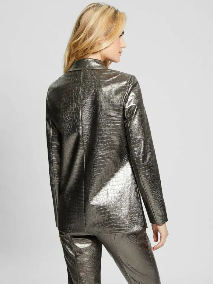 Women GUESS Jackets and Coats Diletta FauxLeather Blazer Antique Metal