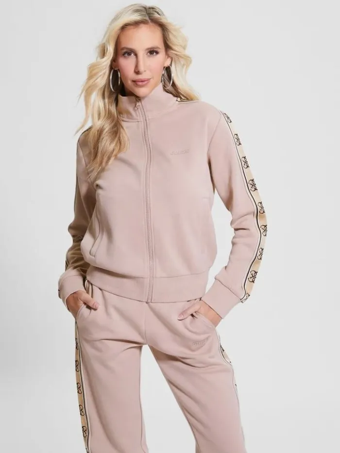 Women GUESS Jackets and Coats Eco Britney FullZip Sweatshirt Posh Taupe