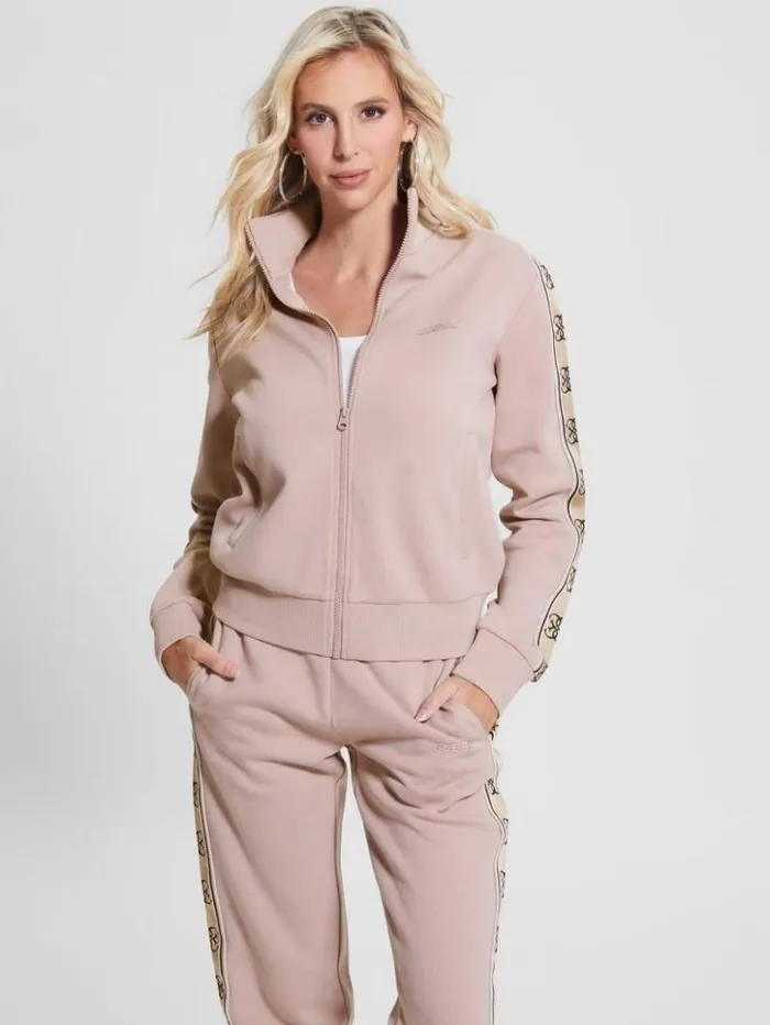 Women GUESS Jackets and Coats Eco Britney FullZip Sweatshirt Posh Taupe