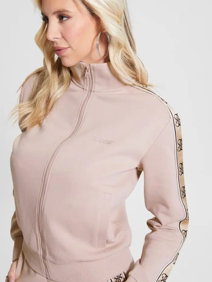 Women GUESS Jackets and Coats Eco Britney FullZip Sweatshirt Posh Taupe