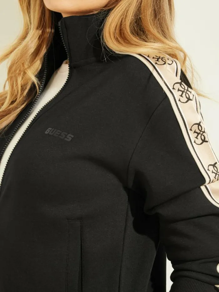 Women GUESS Jackets and Coats Eco Britney Logo Tape Jacket Black