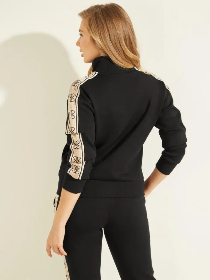 Women GUESS Jackets and Coats Eco Britney Logo Tape Jacket Black