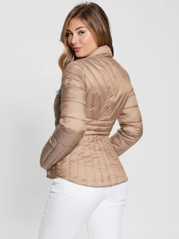 Women GUESS Jackets and Coats Eco Valeria Puffer Jacket Wet Sand
