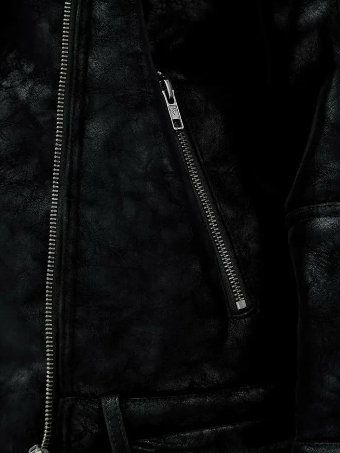 Women GUESS Jackets and Coats GUESS Originals Belted Biker Jacket Black