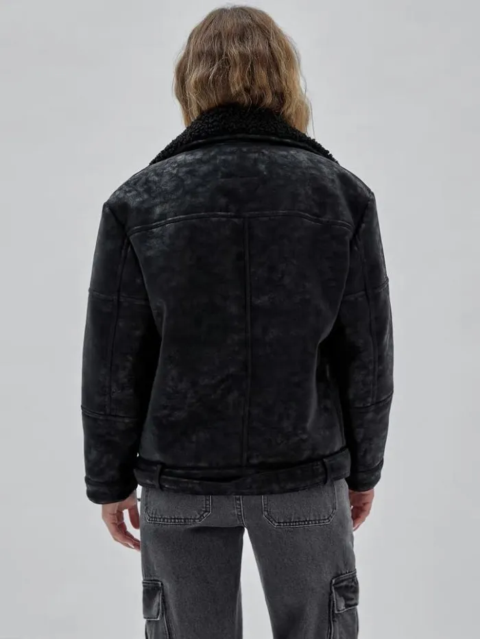 Women GUESS Jackets and Coats GUESS Originals Belted Biker Jacket Black