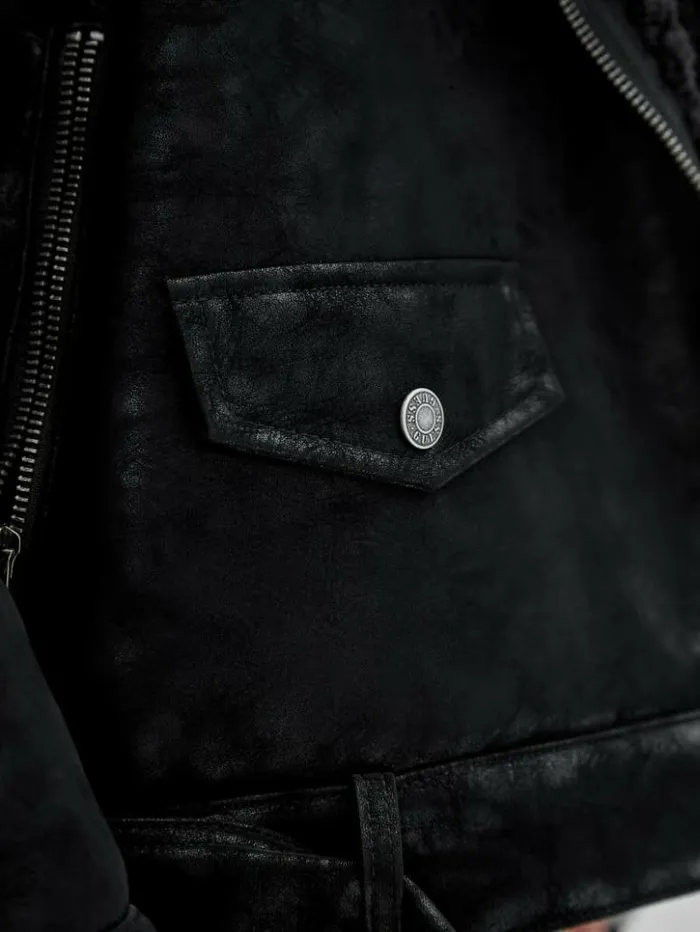 Women GUESS Jackets and Coats GUESS Originals Belted Biker Jacket Black