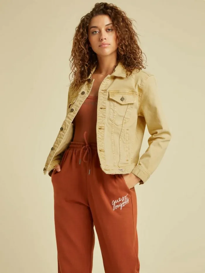 Women GUESS Jackets and Coats GUESS Originals Dyed Denim Jacket Go Vintage Tan Wash Women GUESS Jackets and Coats GUESS Originals Dyed Denim Jacket Go Vintage Tan Wash
