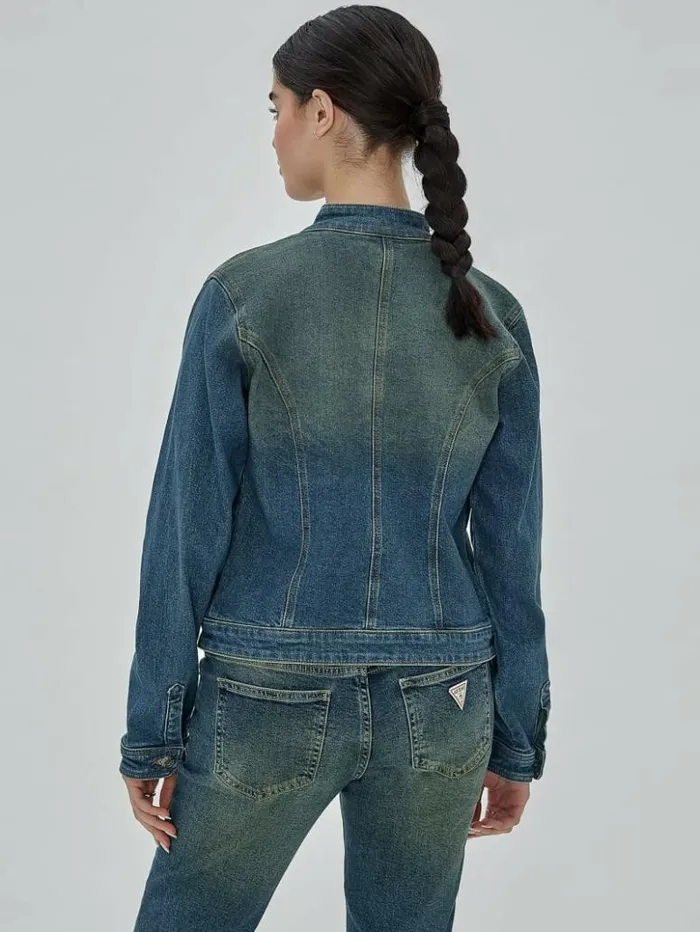Women GUESS Jackets and Coats GUESS Originals Moto Zip Up Jacket Go Tinted Medium Wash Women GUESS Jackets and Coats GUESS Originals Moto Zip Up Jacket Go Tinted Medium Wash