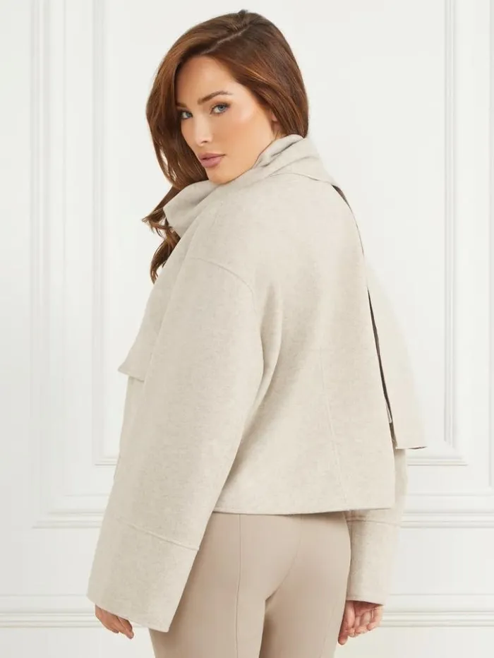 Women GUESS Jackets and Coats Mary Jacket And Scarf Set Light Grey Multi