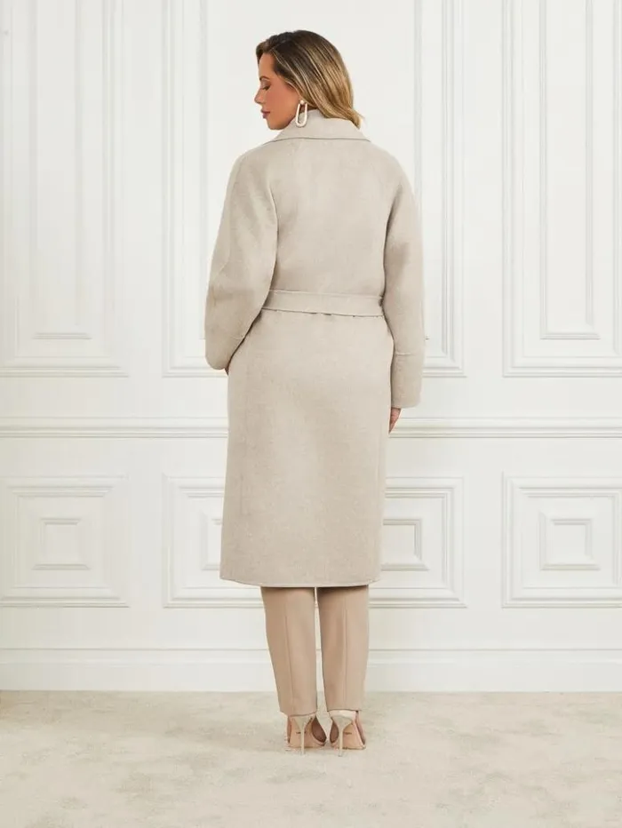 Women GUESS Jackets and Coats Maxime WoolBlend Coat Light Grey Multi