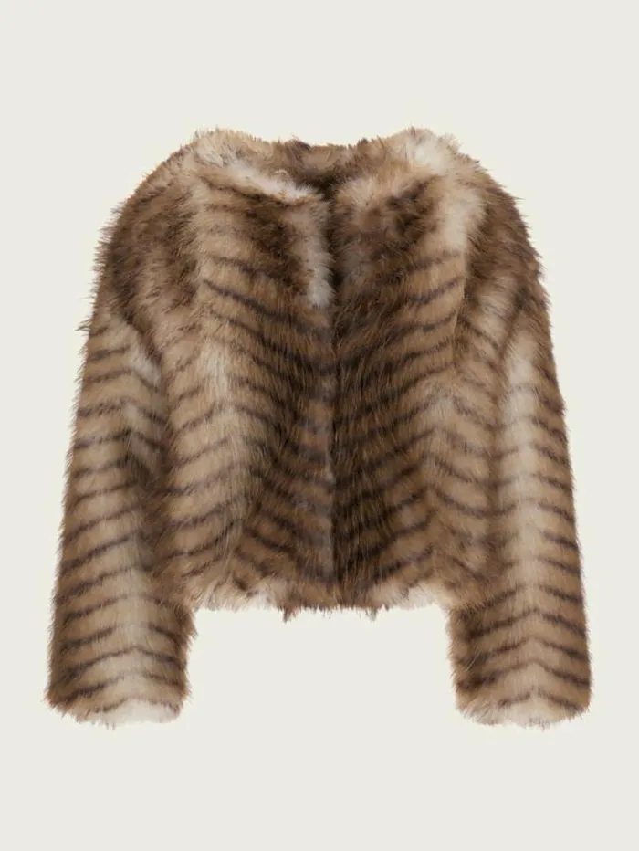 Women GUESS Jackets and Coats Nerissa FauxFur Jacket Nerissa Fancy Multi
