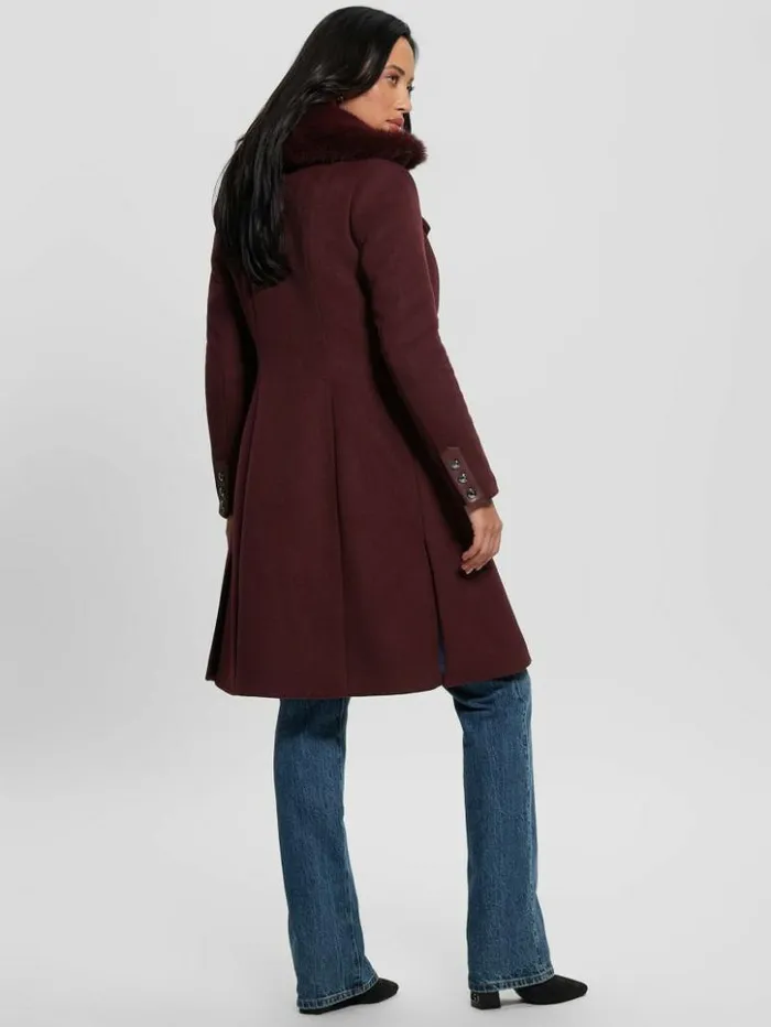 Women GUESS Jackets and Coats Patrice WoolBlend Belted Coat Mystic Wine
