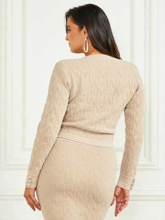 Women GUESS Jackets and Coats Penelope Sweater Cardigan Fawn Taupe