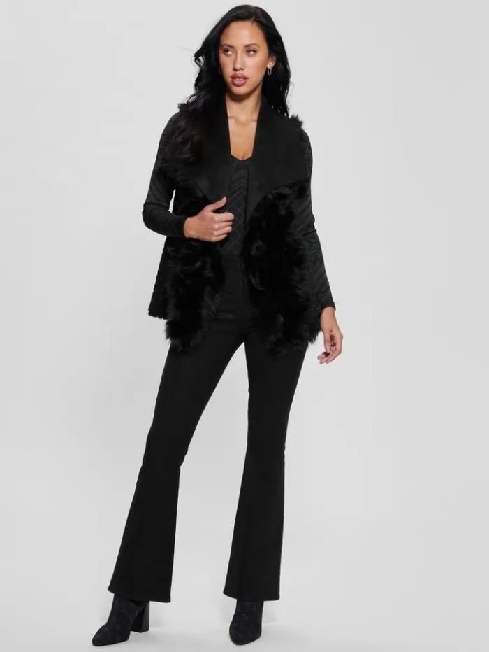 Women GUESS Jackets and Coats Reversible Nami Vest Black