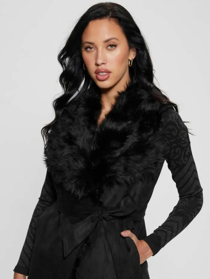 Women GUESS Jackets and Coats Reversible Nami Vest Black