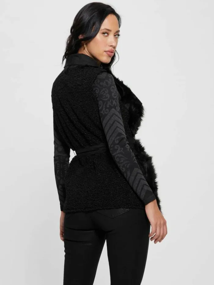Women GUESS Jackets and Coats Reversible Nami Vest Black
