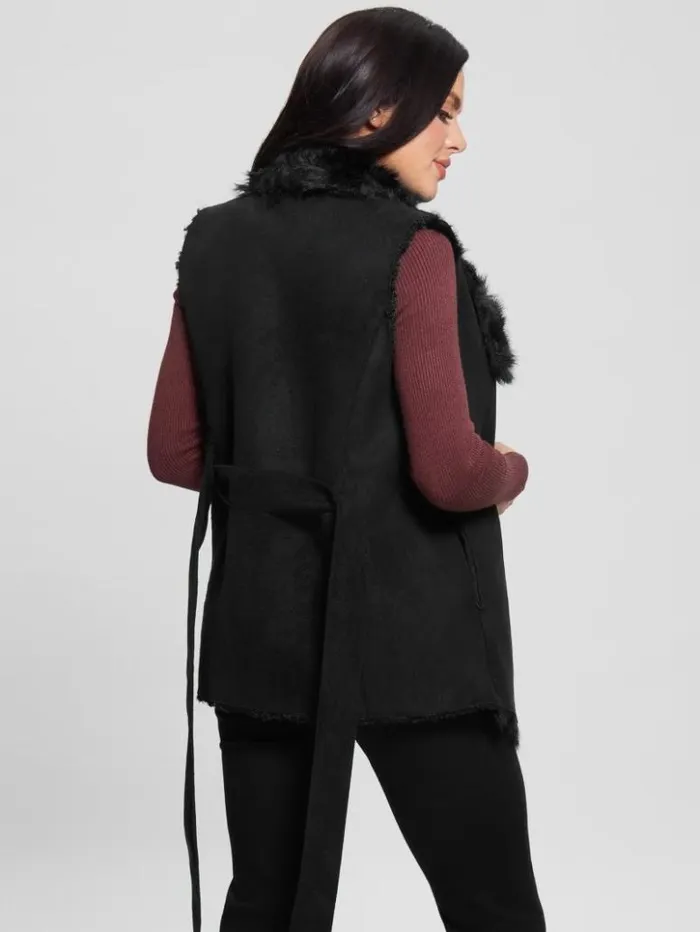 Women GUESS Jackets and Coats Reversible Nami Vest Black