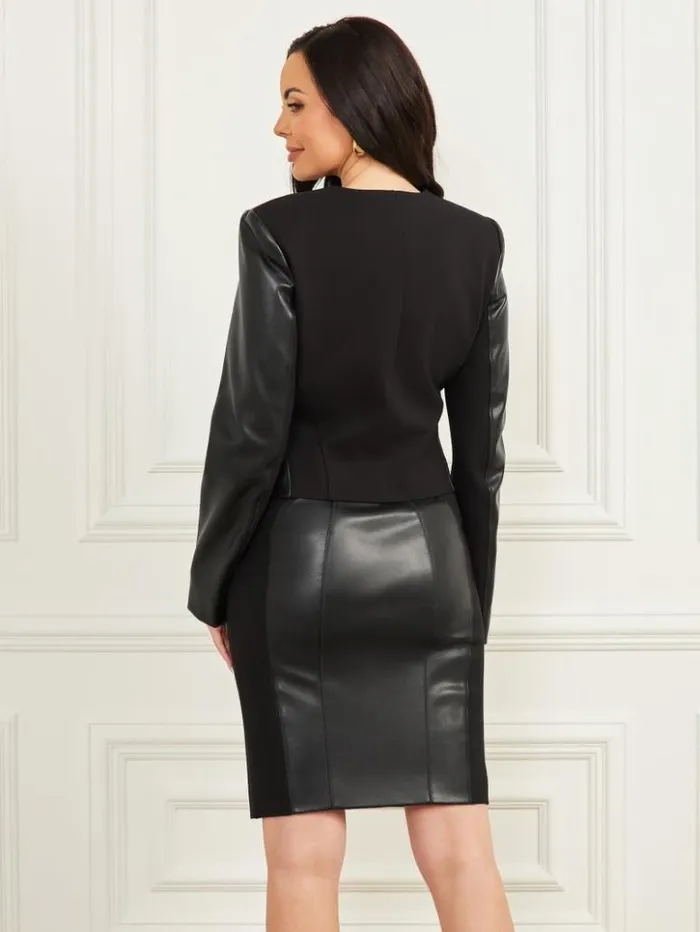 Women GUESS Jackets and Coats Rose FauxLeather Jacket Black