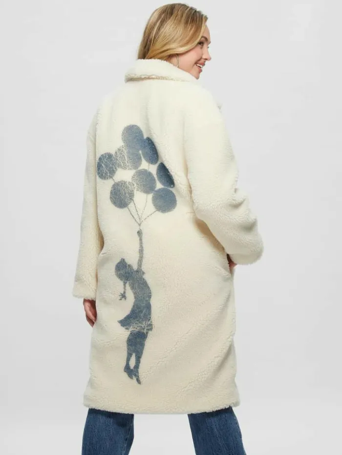 Women GUESS Jackets and Coats Solange FauxFur Coat Smart Stone