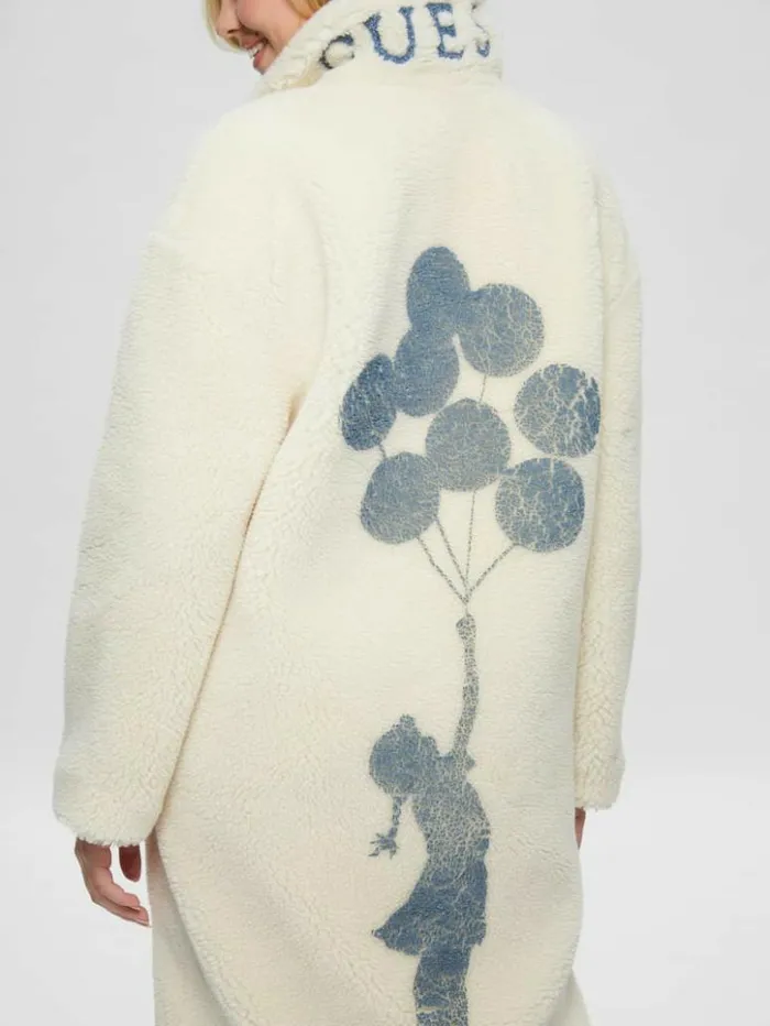 Women GUESS Jackets and Coats Solange FauxFur Coat Smart Stone