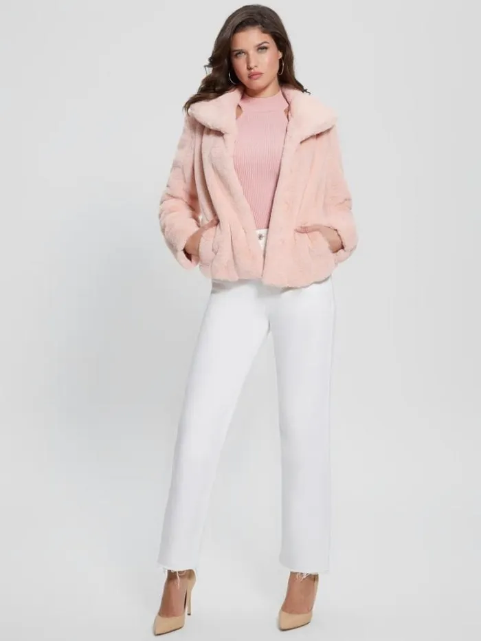 Women GUESS Jackets and Coats Sophy FauxFur Jacket Dolly Pink