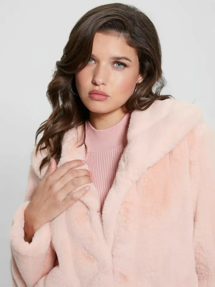 Women GUESS Jackets and Coats Sophy FauxFur Jacket Dolly Pink