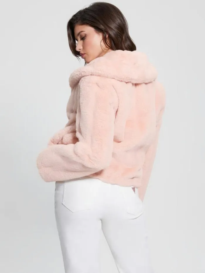 Women GUESS Jackets and Coats Sophy FauxFur Jacket Dolly Pink