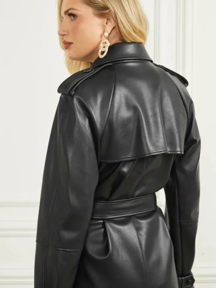 Women GUESS Jackets and Coats Thorne Trench Coat Black