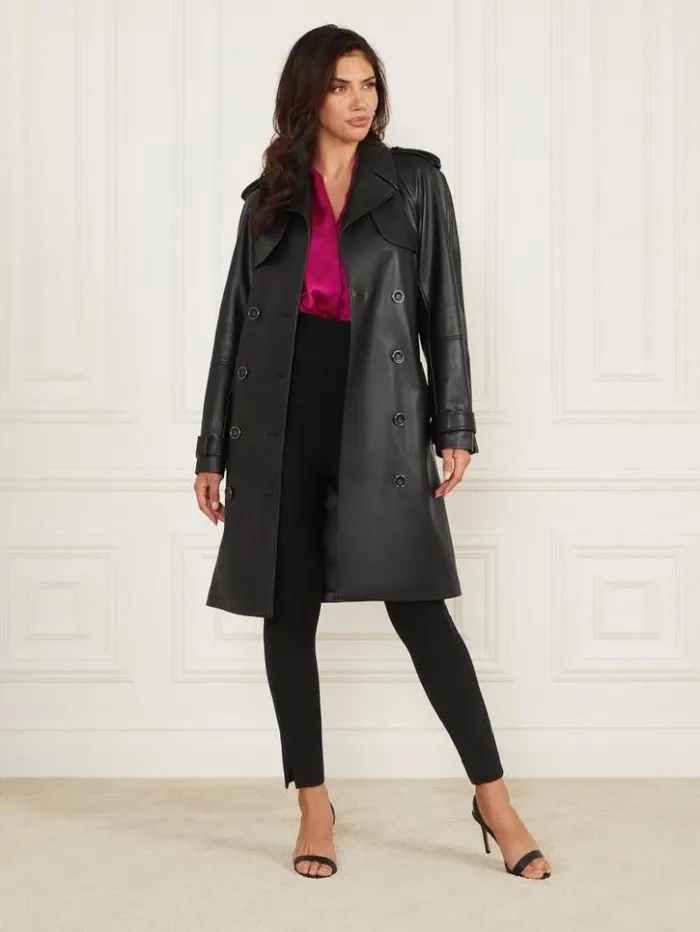 Women GUESS Jackets and Coats Thorne Trench Coat Black