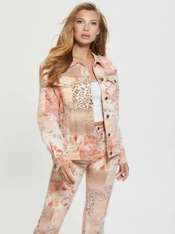Women GUESS Jeans and Denim 03990s Paisley Patchwork Icon Jacket Revival Patchwork Print Women GUESS Jeans and Denim 03990s Paisley Patchwork Icon Jacket Revival Patchwork Print
