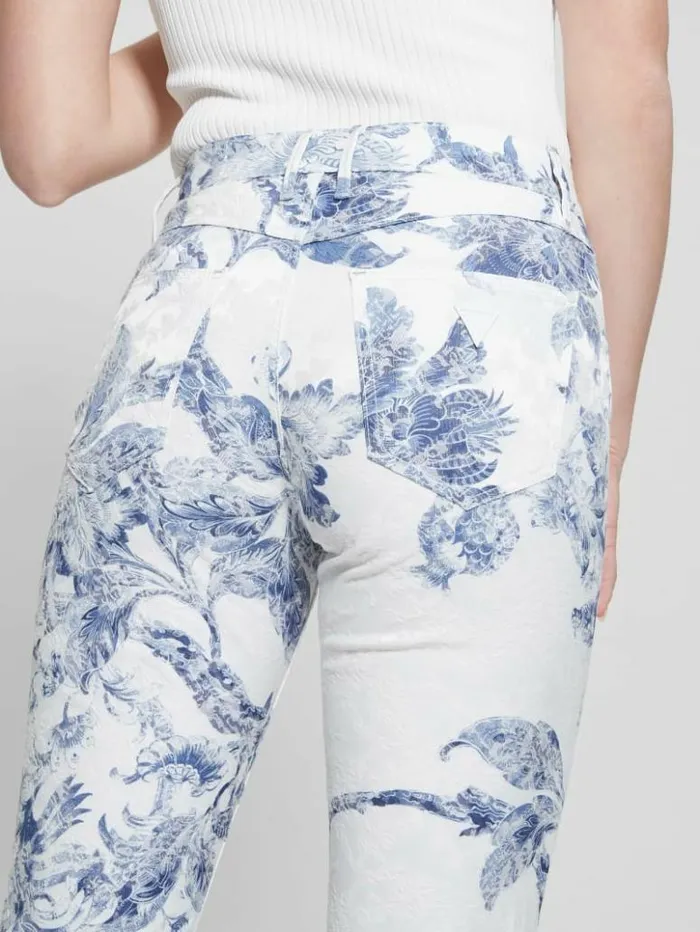Women GUESS Jeans and Denim 1981 Floral MidRise Straight Woven Pants Porcelain Flower Women GUESS Jeans and Denim 1981 Floral MidRise Straight Woven Pants Porcelain Flower