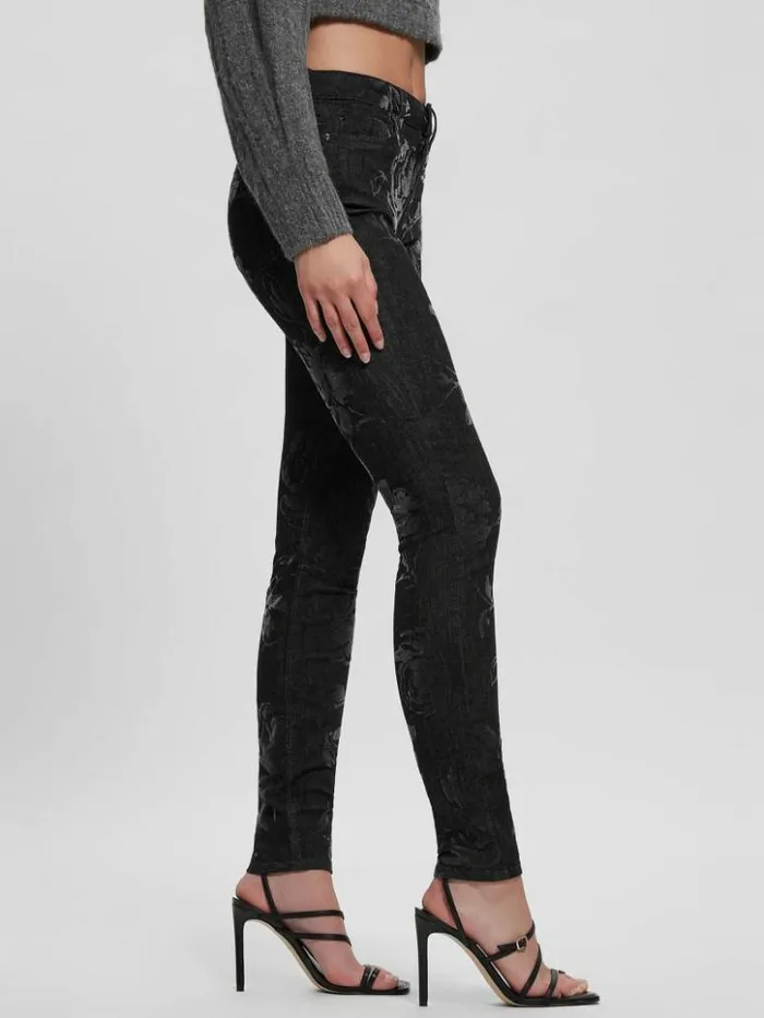 Women GUESS Jeans and Denim 1981 Metallic Floral Skinny Jeans Armstrong