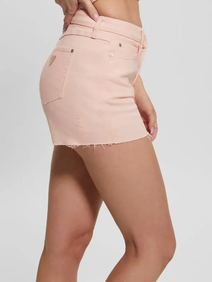 Women GUESS Jeans and Denim 1981 Midi Shorts Blush Breeze Multi