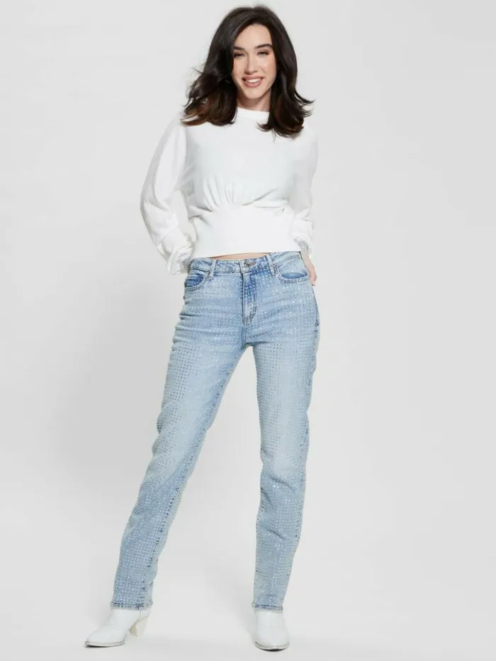 Women GUESS Jeans and Denim 1981 Rhinestone Straight Jeans Rhinestone Indigo Women GUESS Jeans and Denim 1981 Rhinestone Straight Jeans Rhinestone Indigo