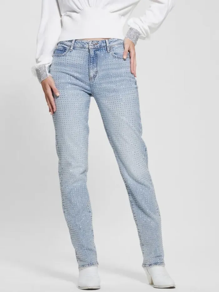 Women GUESS Jeans and Denim 1981 Rhinestone Straight Jeans Rhinestone Indigo Women GUESS Jeans and Denim 1981 Rhinestone Straight Jeans Rhinestone Indigo