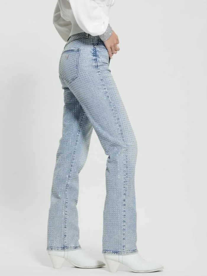 Women GUESS Jeans and Denim 1981 Rhinestone Straight Jeans Rhinestone Indigo Women GUESS Jeans and Denim 1981 Rhinestone Straight Jeans Rhinestone Indigo