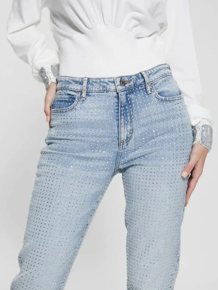 Women GUESS Jeans and Denim 1981 Rhinestone Straight Jeans Rhinestone Indigo Women GUESS Jeans and Denim 1981 Rhinestone Straight Jeans Rhinestone Indigo