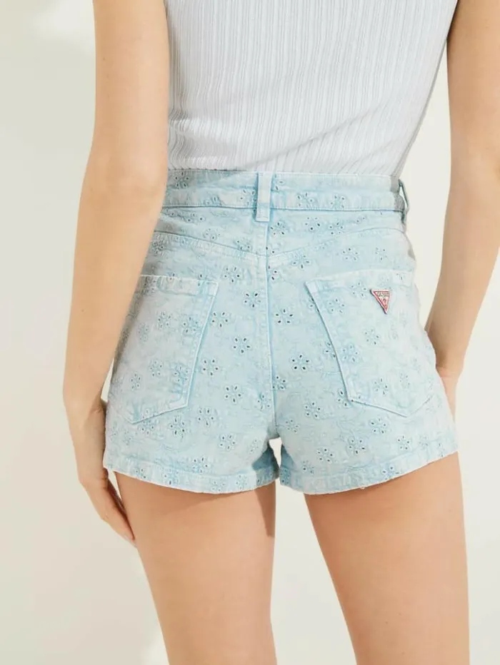 Women GUESS Jeans and Denim Claudia Eyelet Shorts Floridada Blue