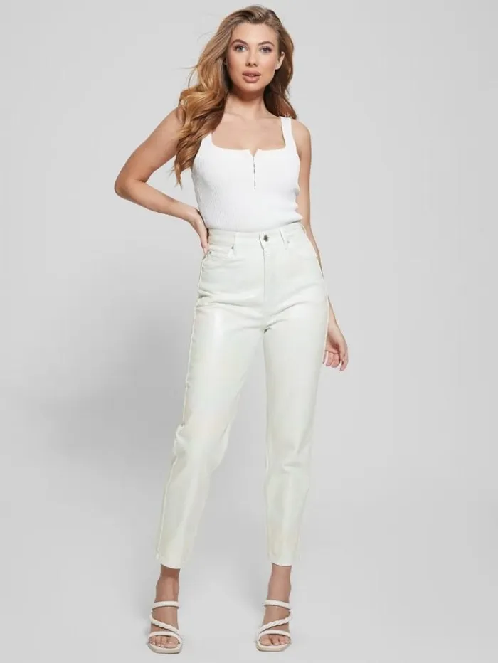 Women GUESS Jeans and Denim Coated Denim HighRise Mom Jeans Unicorn Light Blue Women GUESS Jeans and Denim Coated Denim HighRise Mom Jeans Unicorn Light Blue