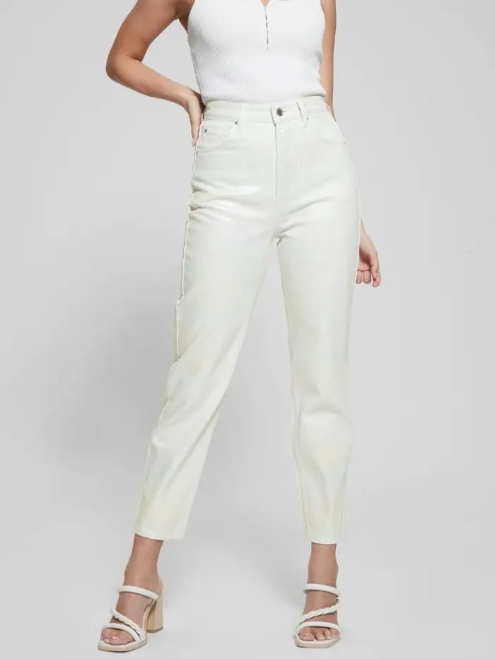 Women GUESS Jeans and Denim Coated Denim HighRise Mom Jeans Unicorn Light Blue Women GUESS Jeans and Denim Coated Denim HighRise Mom Jeans Unicorn Light Blue