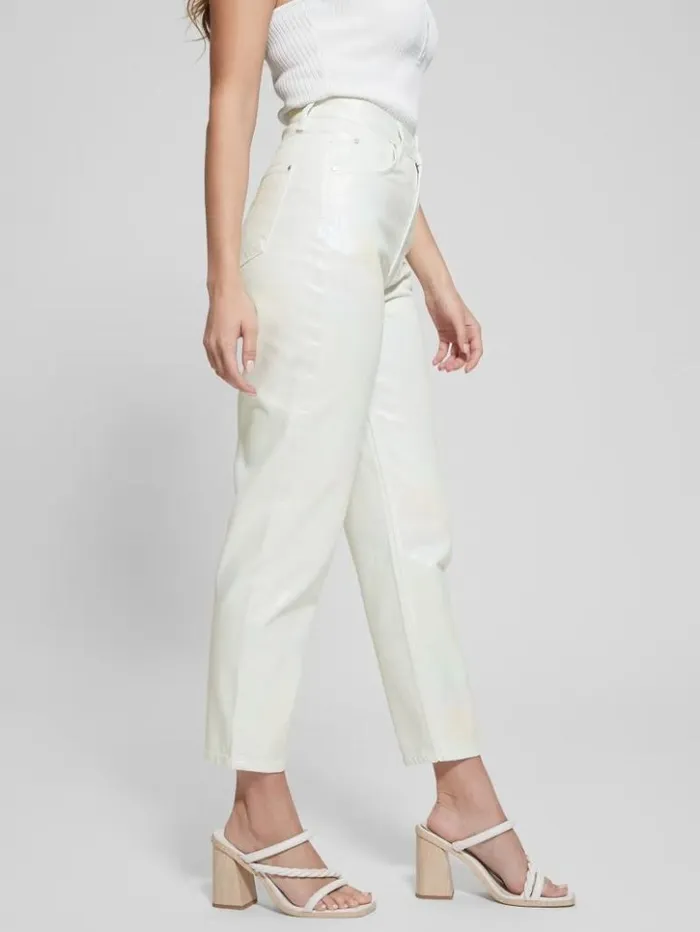 Women GUESS Jeans and Denim Coated Denim HighRise Mom Jeans Unicorn Light Blue Women GUESS Jeans and Denim Coated Denim HighRise Mom Jeans Unicorn Light Blue
